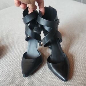 Joe's Jeans Black Stiletto Heels with Bow Detail